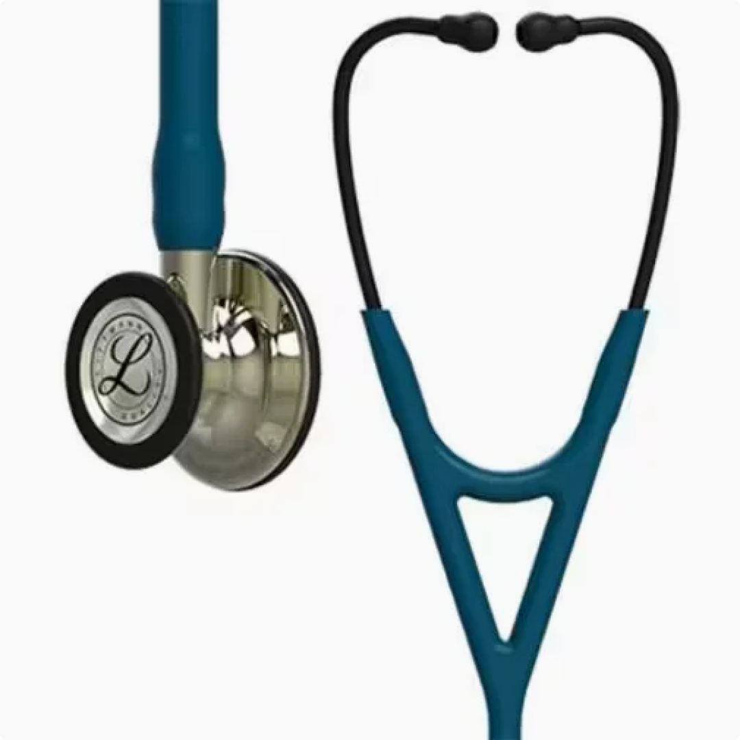 `3M Littmann Cardiology IV Diagnostic Stethoscope, Champagne-Finish Chestpiece And Stem, Caribbean Blue Tube, 6190