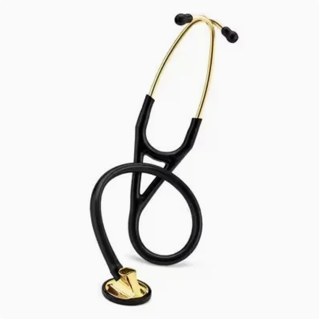3M Littmann Master Cardiology Stethoscope, Brass-Finish Chestpiece, Black Tube, 27 In, 2175
